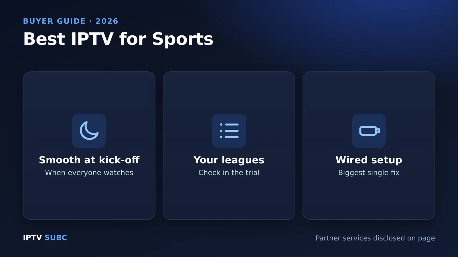 Best IPTV for sports: smooth at kick-off, your leagues in the trial, wired setup